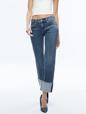 Alice Olivia Abilene Ultra LR Jeans 26 Cuffed Lola Blue Crop